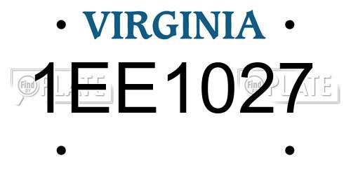 1EE1027 Virginia License Plate