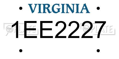 1EE2227 Virginia License Plate