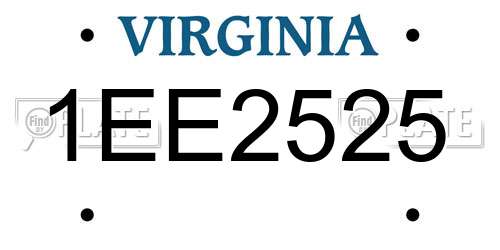 1EE2525 Virginia License Plate
