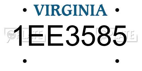 1EE3585 Virginia License Plate