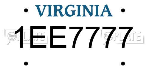 1EE7777 Virginia License Plate
