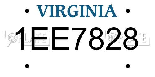 1EE7828 Virginia License Plate