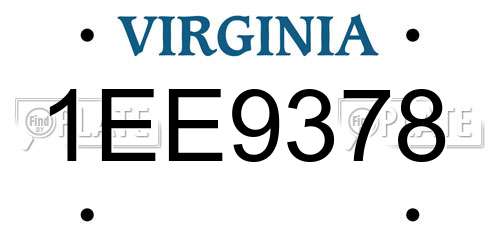 1EE9378 Virginia License Plate
