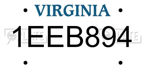 1EEB894 Virginia License Plate