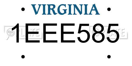1EEE585 Virginia License Plate
