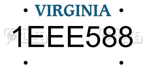 1EEE588 Virginia License Plate