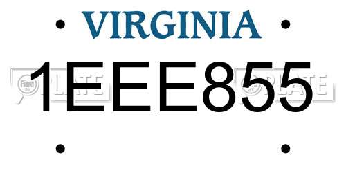 1EEE855 Virginia License Plate