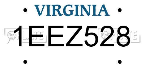 1EEZ528 Virginia License Plate