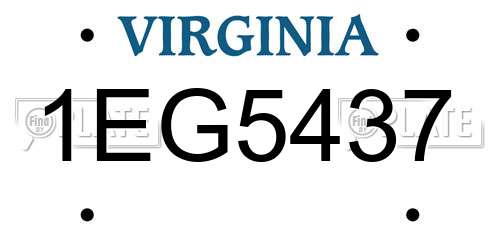 1EG5437 Virginia License Plate