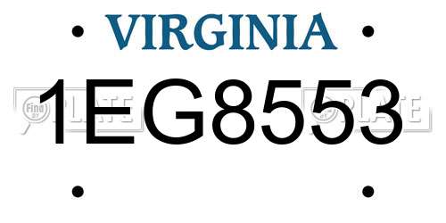 1EG8553 Virginia License Plate
