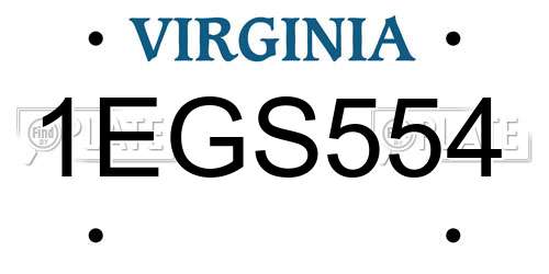 1EGS554 Virginia License Plate