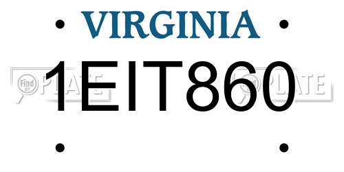1EIT860 Virginia License Plate