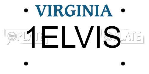 1ELVIS Virginia License Plate