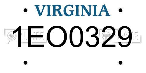 1EO0329 Virginia License Plate