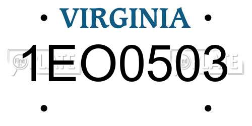 1EO0503 Virginia License Plate