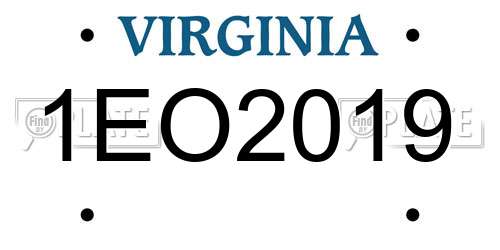 1EO2019 Virginia License Plate