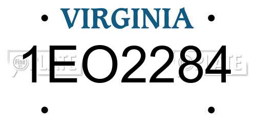 1EO2284 Virginia License Plate