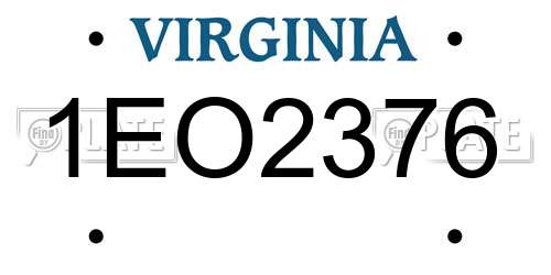 1EO2376 Virginia License Plate