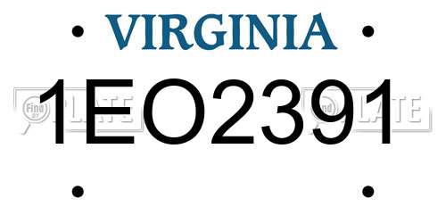 1EO2391 Virginia License Plate