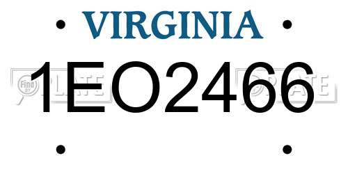 1EO2466 Virginia License Plate