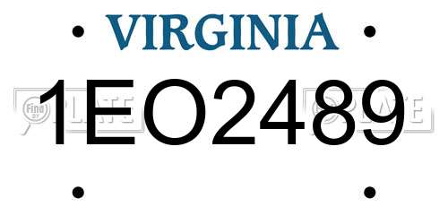 1EO2489 Virginia License Plate