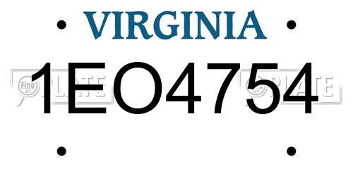 1EO4754 Virginia License Plate