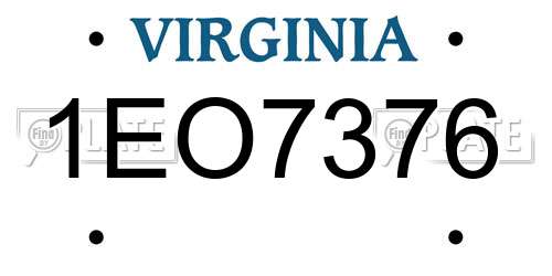 1EO7376 Virginia License Plate