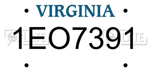 1EO7391 Virginia License Plate