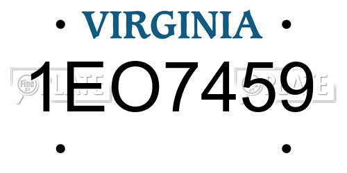 1EO7459 Virginia License Plate