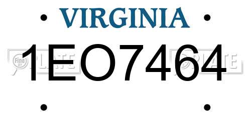 1EO7464 Virginia License Plate