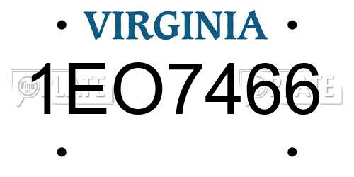 1EO7466 Virginia License Plate
