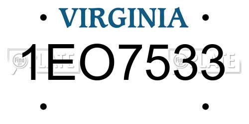 1EO7533 Virginia License Plate