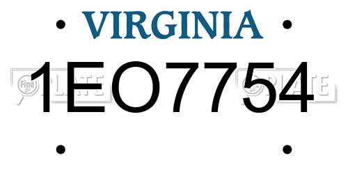 1EO7754 Virginia License Plate