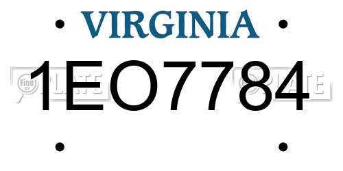 1EO7784 Virginia License Plate