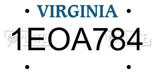 1EOA784 Virginia License Plate
