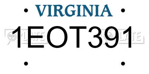 1EOT391 Virginia License Plate