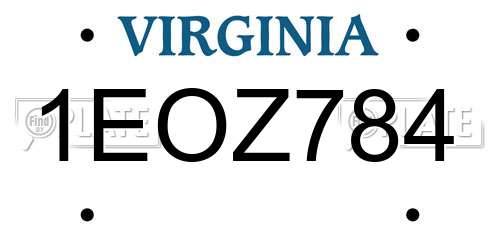1EOZ784 Virginia License Plate