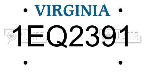 1EQ2391 Virginia License Plate