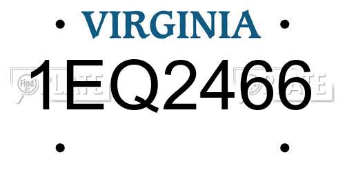 1EQ2466 Virginia License Plate