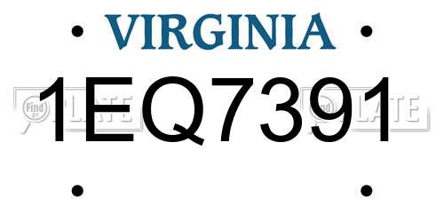 1EQ7391 Virginia License Plate