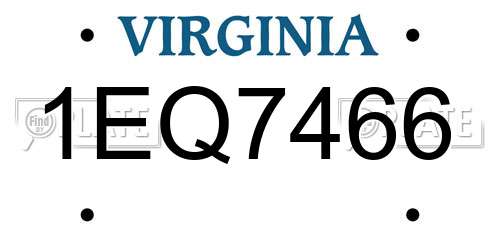 1EQ7466 Virginia License Plate