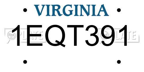 1EQT391 Virginia License Plate