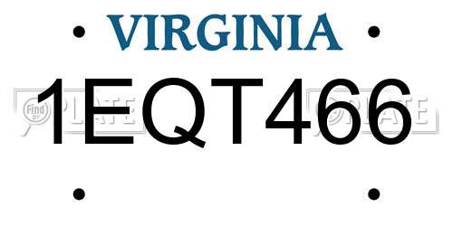 1EQT466 Virginia License Plate