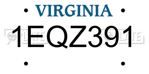1EQZ391 Virginia License Plate