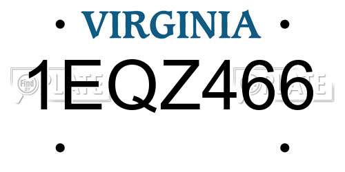 1EQZ466 Virginia License Plate