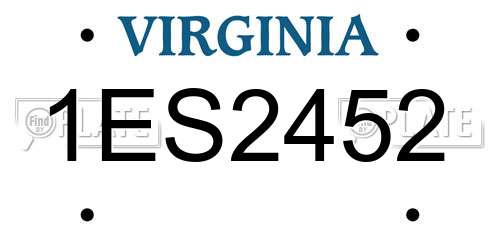 1ES2452 Virginia License Plate