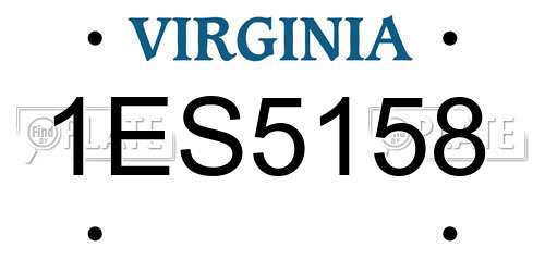 1ES5158 Virginia License Plate