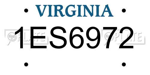 1ES6972 Virginia License Plate