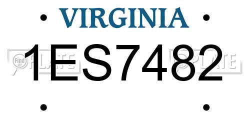 1ES7482 Virginia License Plate
