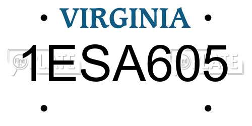 1ESA605 Virginia License Plate